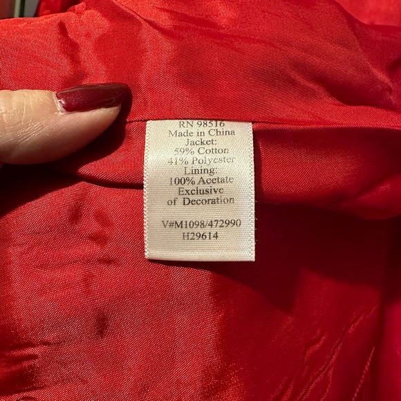 Coldwater Creek RED NWT Fabric Jacket P Large - Picture 10 of 12